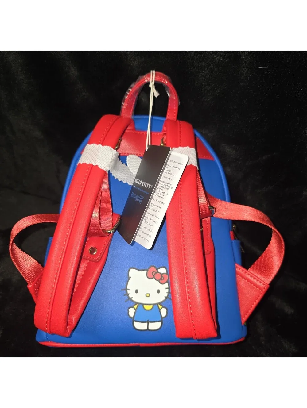 Loungefly Hello Kitty On A Plane Mini Sequin Zip Backpack Blue Red Pocket NWT